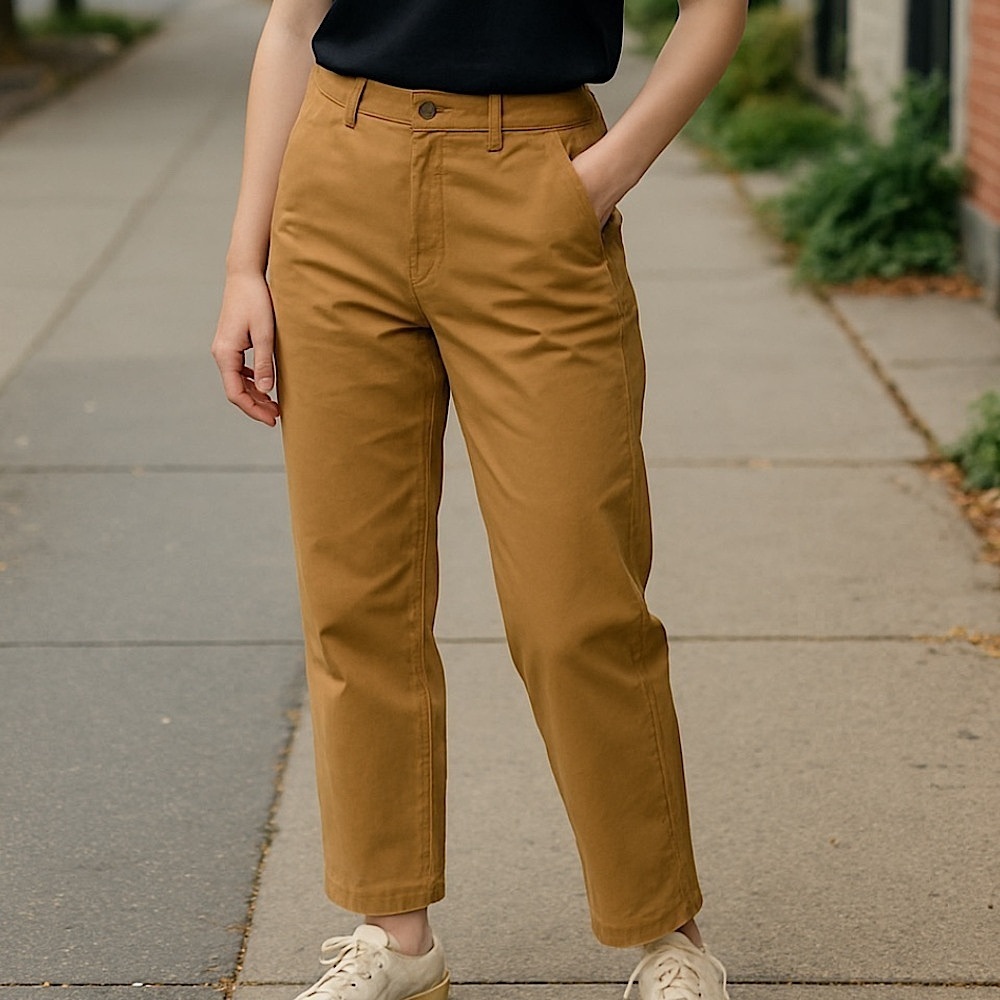 COS Relaxed Flat-Front Straight Leg Pant‎ Trousers, Beige Tan, Size 28